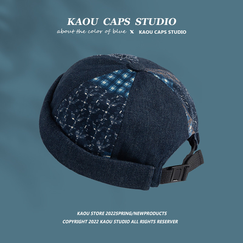 嘻哈雅痞牛仔拼接个性寸头帽子