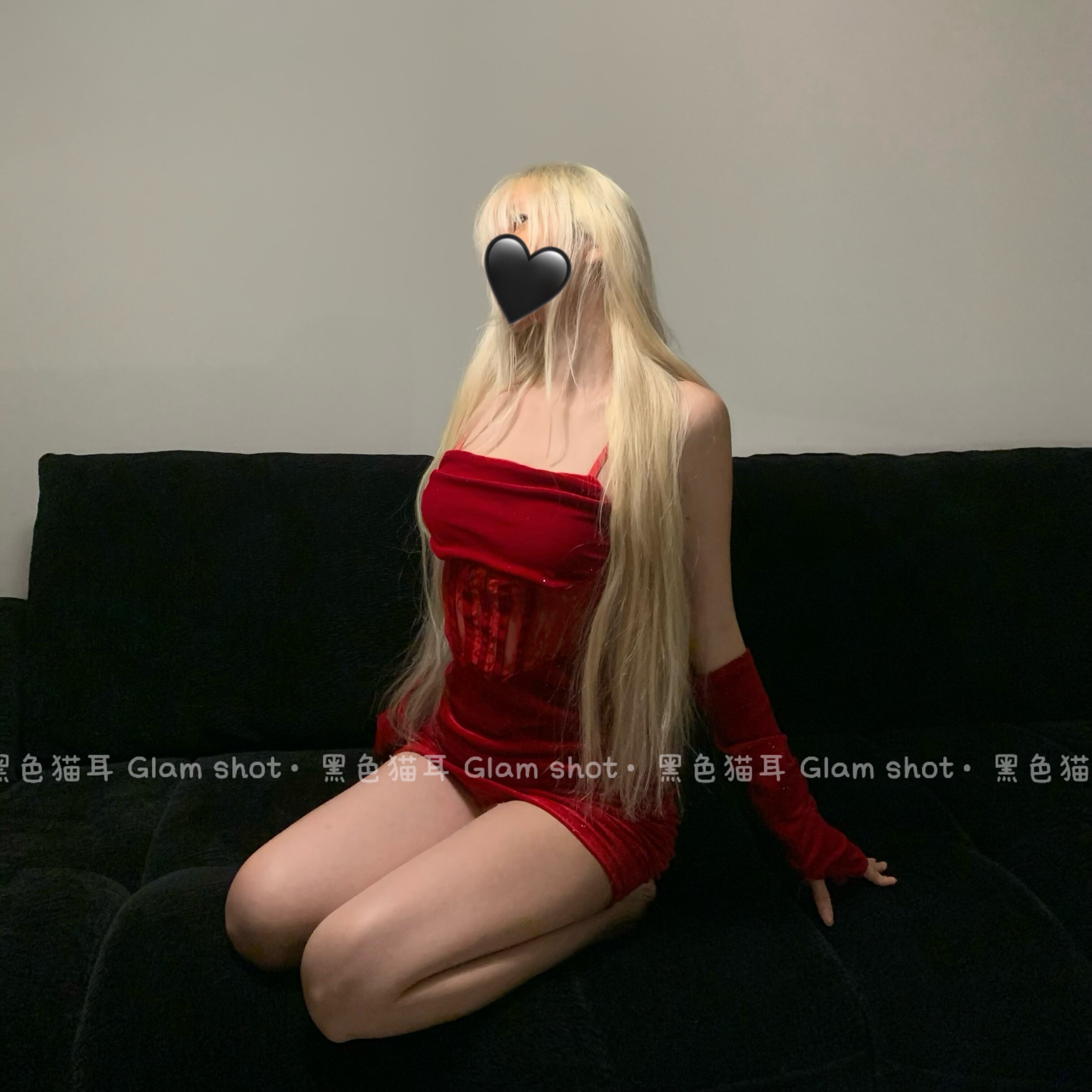 黑色猫耳：魅*原创红色蕾丝性感辣妹显瘦修身诱惑纯欲包臀连衣裙