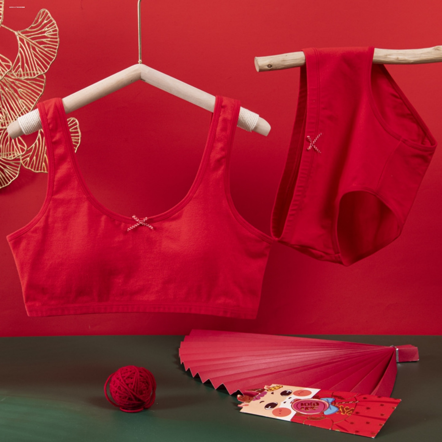 2026女童内裤a类棉9-12岁儿童红色内衣文胸大童新年本命年不夹PP