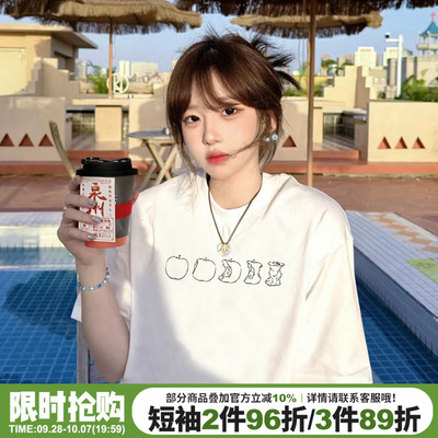 韩系通勤风宽松百搭纯棉短袖女夏
