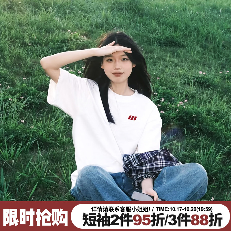 韩系chic小个子减龄显瘦T恤大码