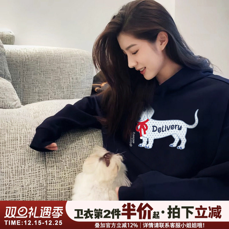 小众设计感卡通潮牌宽松卫衣女厚