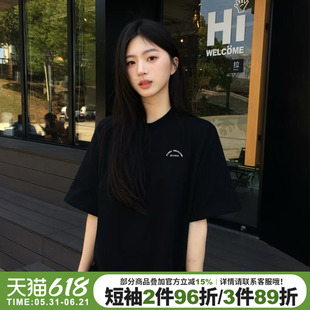 韩系高级感简约风字母印花黑色短袖t恤女2026新款宽松打底衫上衣