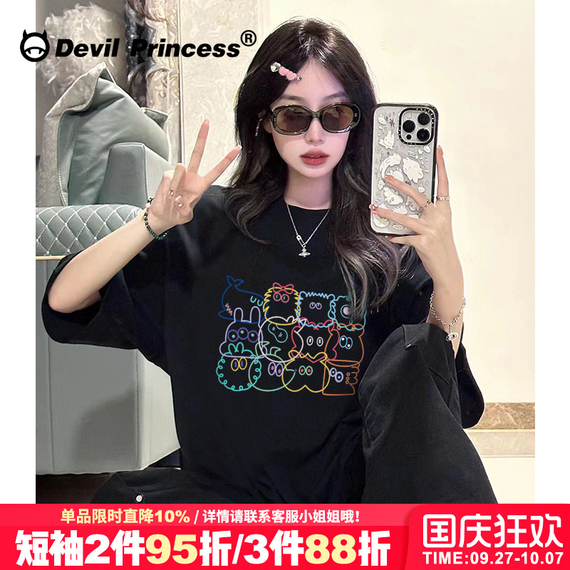 短袖卡通超火ins风卡通印花