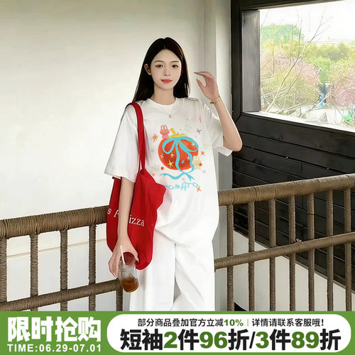 小众学院风日常减龄宽松短袖女夏