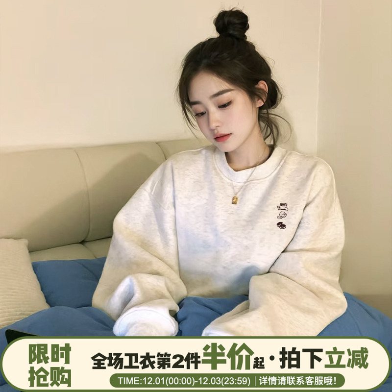 慵懒风卡通印花宽松减龄卫衣女秋