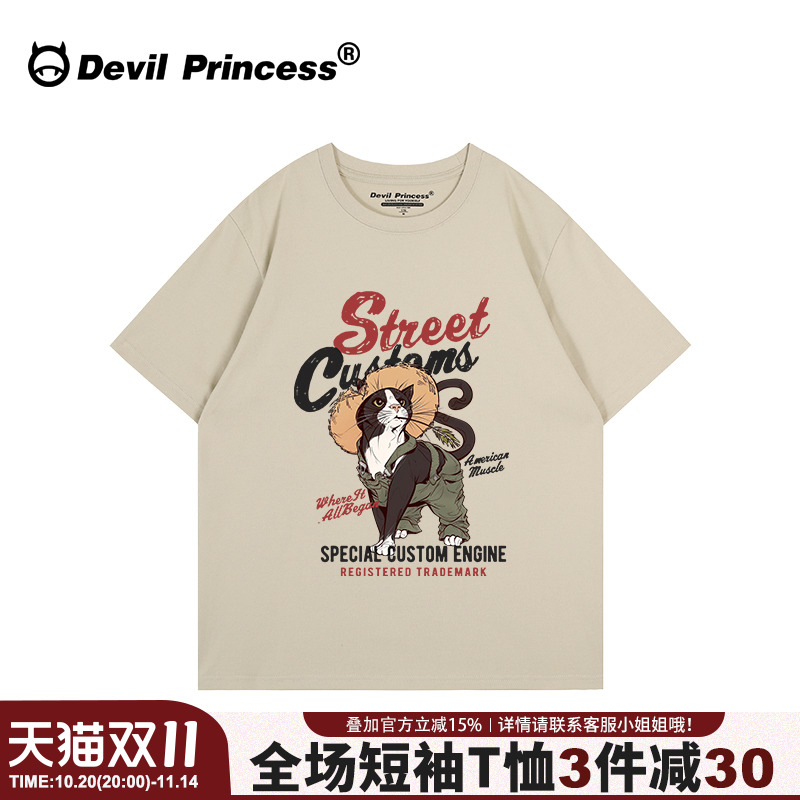 vintage古着感宽松大版短袖t恤女