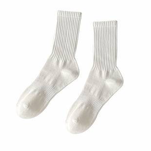 袜子男士中筒袜白色运动长筒袜纯色中短筒冬季黑色长袜纯棉薄款