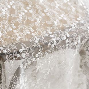 欧根纱刺绣白色碎花网纱蕾丝面料服装连衣裙宝宝面料手工汉服面料