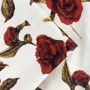 奔放玫瑰花经典雪纺印花布料女装半身裙子时装面料diy桌布野餐布