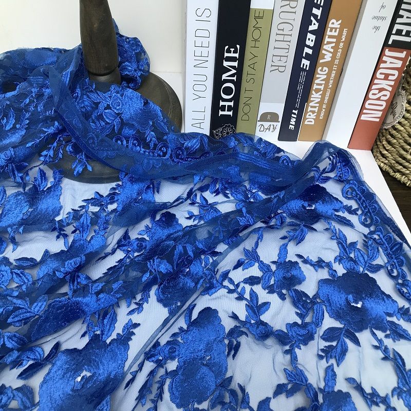 外贸品质 重工网纱刺绣蕾丝花边布坠感服装手工diy连衣裙绣花面料