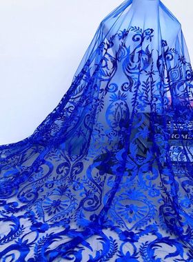 lace fabrics经典外贸网纱水溶蕾丝花边绣花布大花瓶婚纱礼服面料
