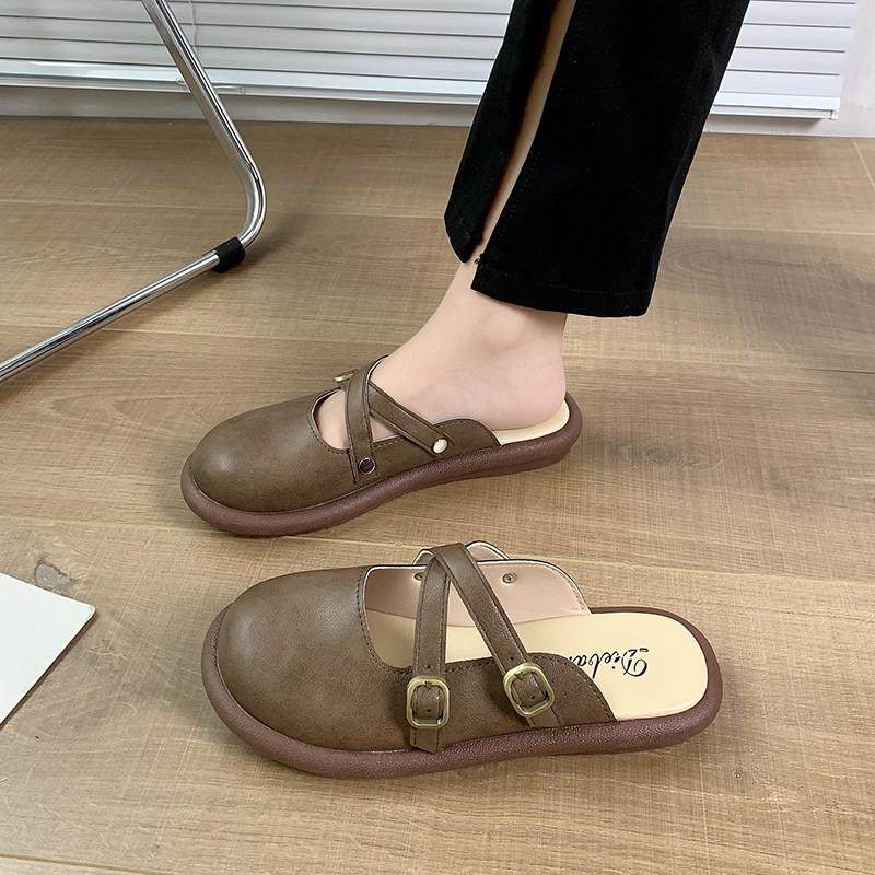 包头拖鞋玛丽珍单鞋2026春季新款圆头半拖女鞋平底勃肯鞋懒0123r,女鞋,勃肯鞋/软木鞋,淘宝优惠券,粉丝福利购,淘宝优惠卷