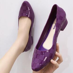 外穿中跟包头果冻单鞋 女夏时尚 防滑坡跟休闲粗0318r 浅口凉鞋 时装