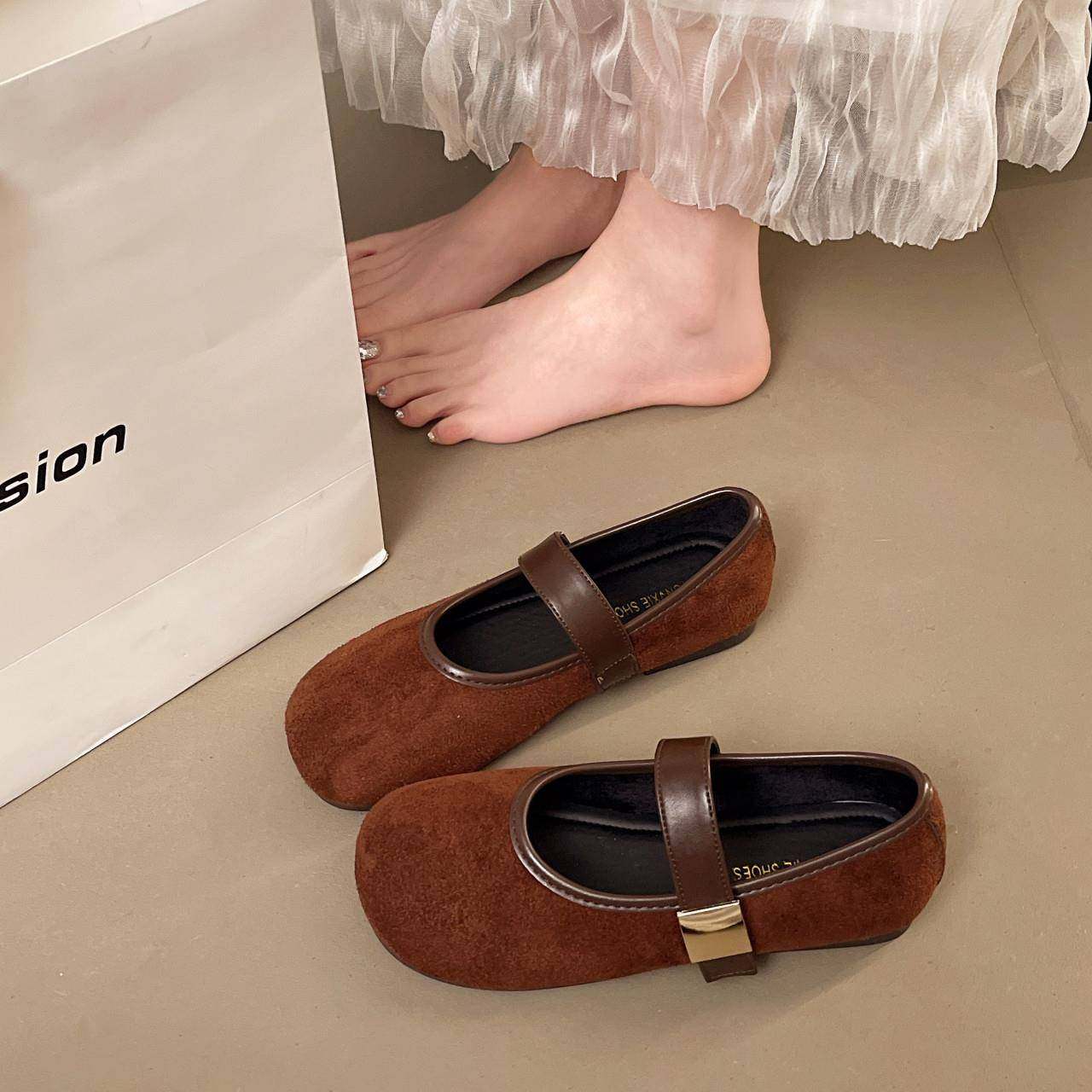 春季反绒玛丽珍鞋女2026新款平跟搭扣圆头舒适百搭休闲防0120e,女鞋,时装靴,淘宝优惠券,粉丝福利购,淘宝优惠卷