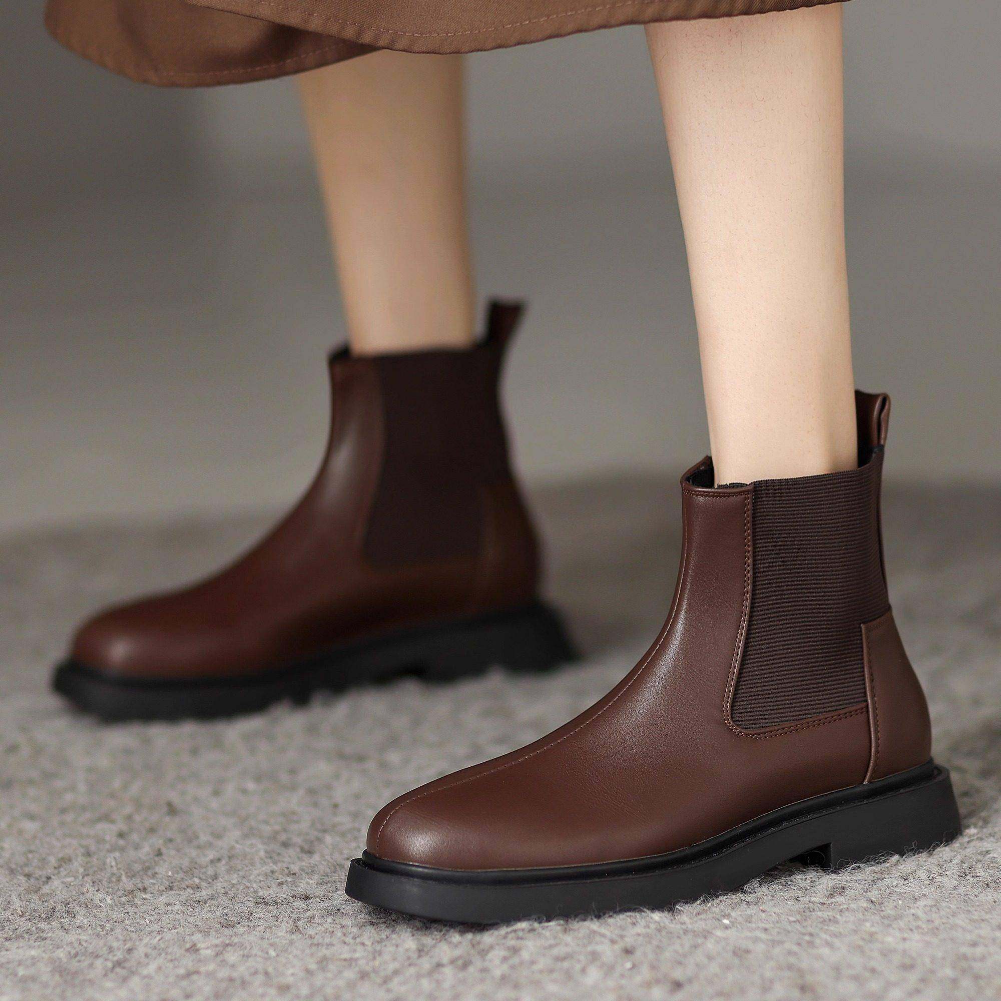 大码女靴子41到43短靴女鞋平底马丁靴40春秋冬季新款2026棕0120r,女鞋,时装靴,淘宝优惠券,粉丝福利购,淘宝优惠卷