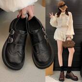英伦风小皮鞋 女雕花厚底乐福鞋 2026季 春季 新款 配裙子一脚蹬0205z