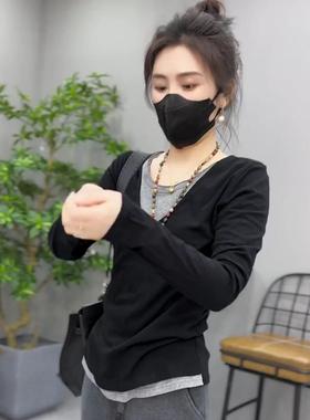 2026春季新时尚女式下装衬衫韩国风格假两件套设计简单风格0111r