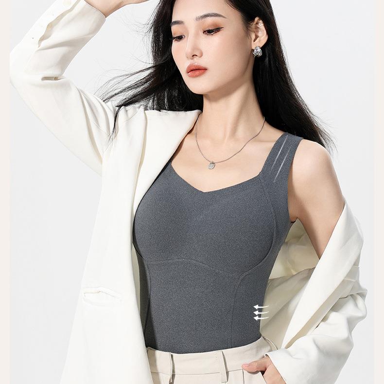 新款保暖背心无痕打底一体式免穿文胸修身锁温紧身1208w