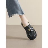 黑色法式 厚底乐福鞋 女2026新款 春季 百搭加绒单鞋 覆古英伦风0205z