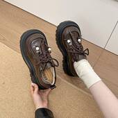 女2026新款 春季 覆古黑色英伦风厚底小皮鞋 配裙子百搭软底乐0205z