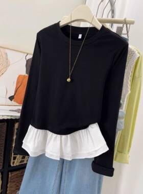 棉芭蕾风长袖打底衫女2026春季T恤大码内搭新款修身外穿上0111r