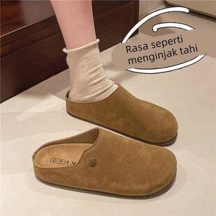 平底勃肯半拖鞋女2026春季覆古34码懒人新款外穿软底孕妇包0123r