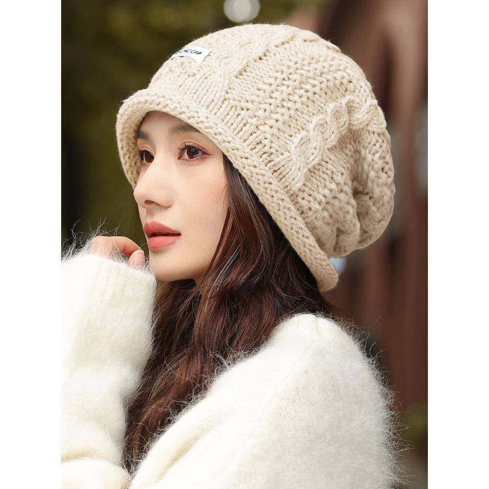 帽子女款秋冬保暖大头围显脸小毛线帽2025新款时尚洋气针织1214r