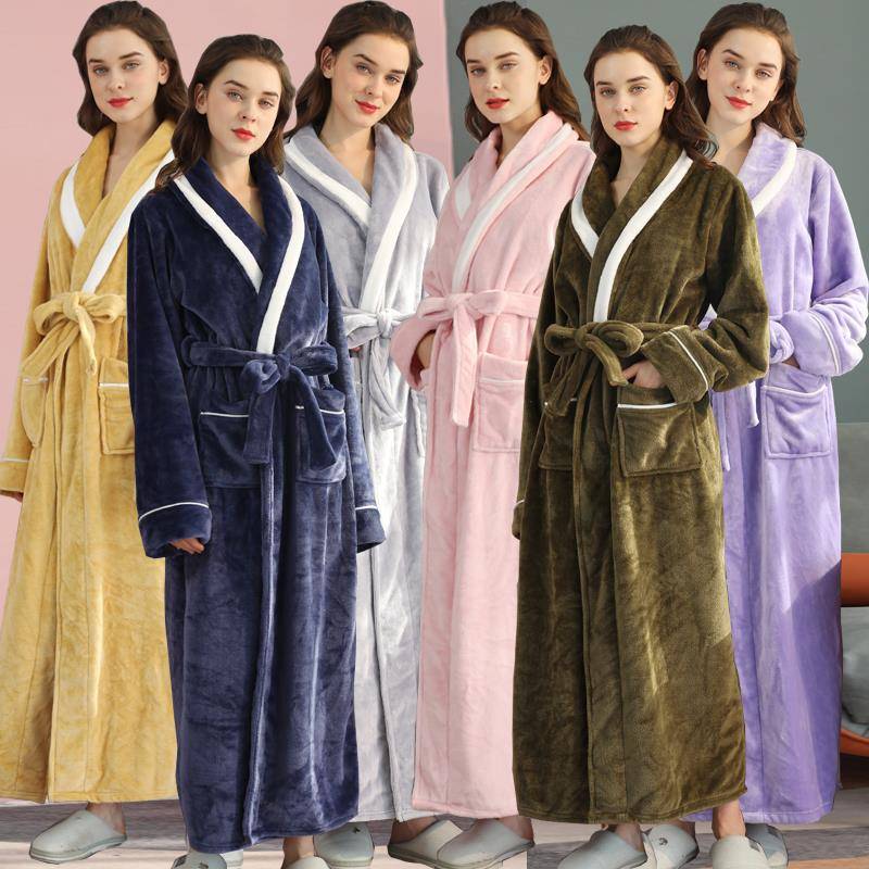 秋冬睡袍女冬法兰绒加厚长款浴袍男士2025新品双面绒睡衣保1009c