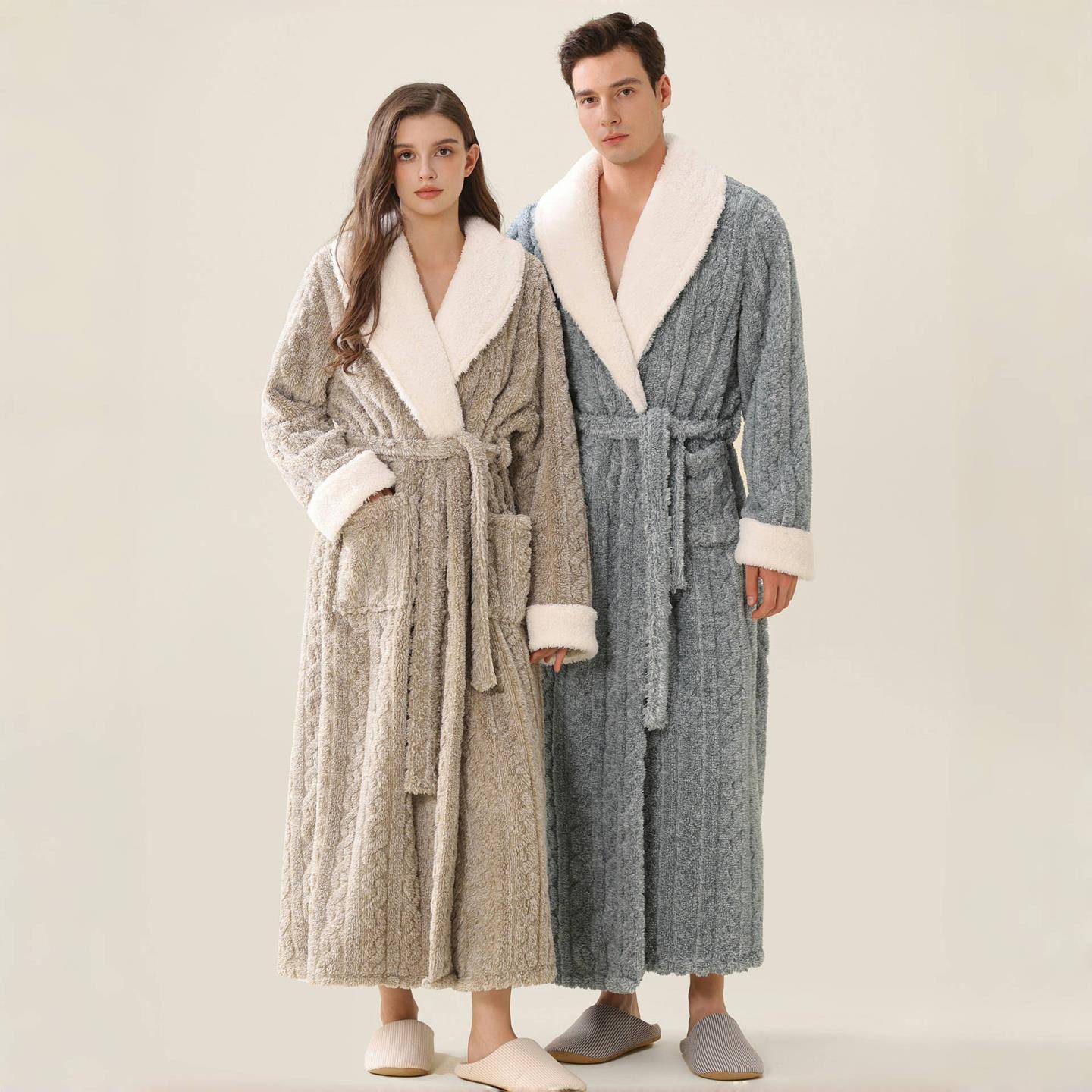 秋冬睡袍女秋冬季加长款2025新款加绒加厚保暖珊瑚绒情侣睡1009c