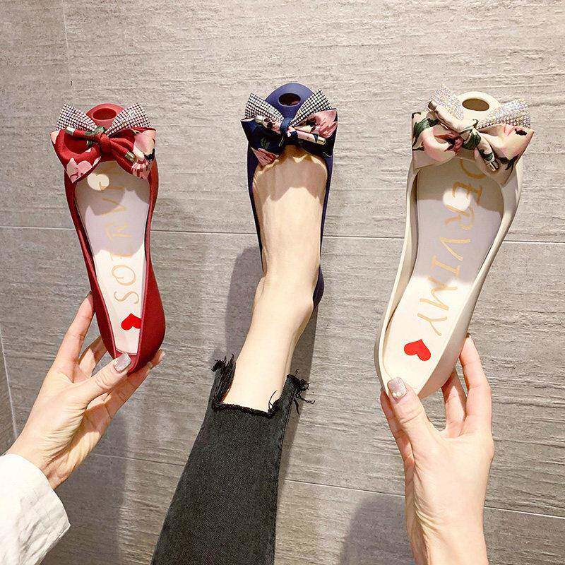 春夏果冻鞋女夏蝴蝶结水钻内增高女鞋2026年新款防滑鱼嘴平0226d
