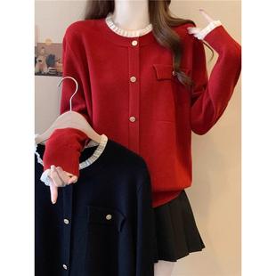 下装 公斤 蕾丝拼接女士圆领套头衫 衬1207z 西式 秋冬宽松修身