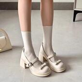 春季 浅口防水台0205z 粗跟玛丽珍单鞋 蝴蝶结配裙小皮鞋 女2026法式