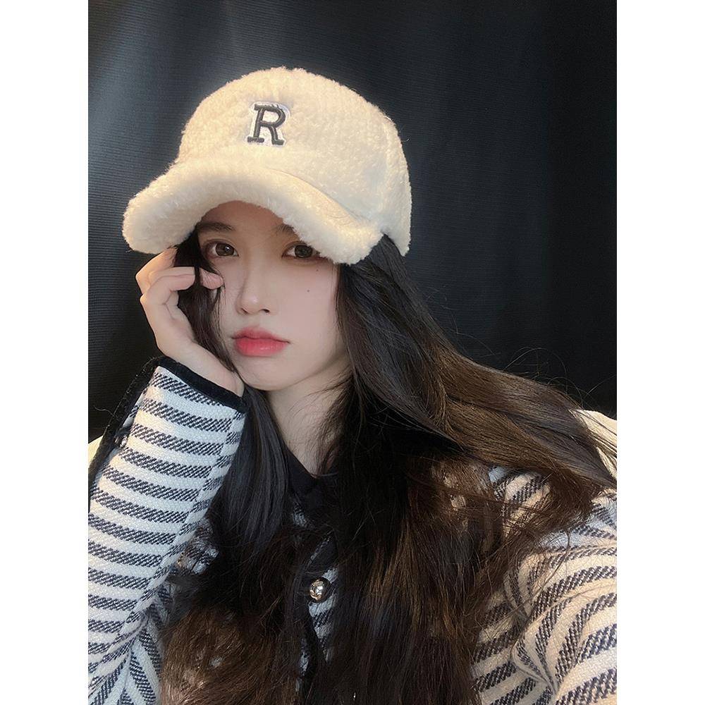 鸭舌帽子女2025新款时尚显脸小冬保暖毛绒深顶棒球帽1130w