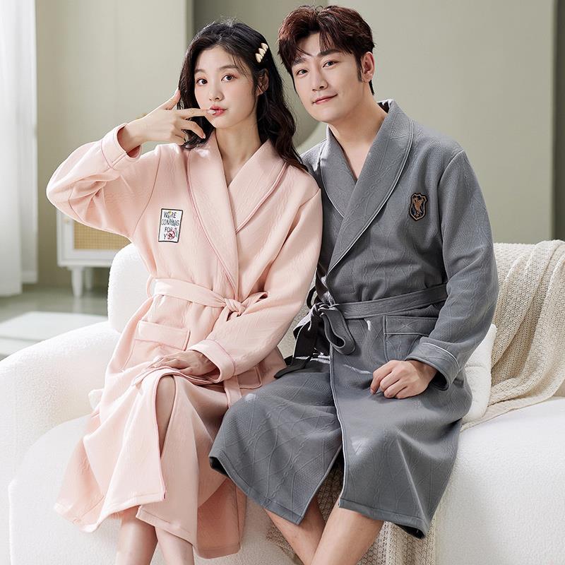 秋冬新款情侣睡衣女秋季加厚中长款睡袍男士浴袍浴衣1009c