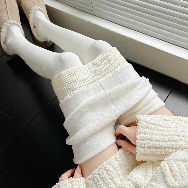 秋冬2025白色连裤袜女款加厚保暖打底裤袜甜美加绒米白丝袜1121z