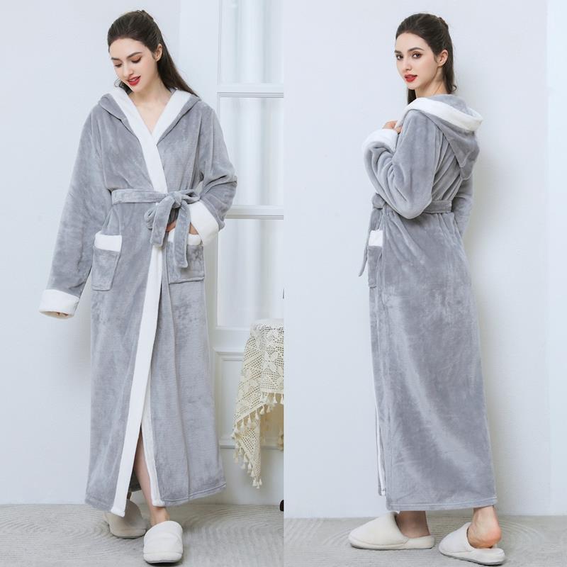 秋冬睡袍女秋冬款加长款法兰绒家居服2025新款连帽睡衣男士1009c