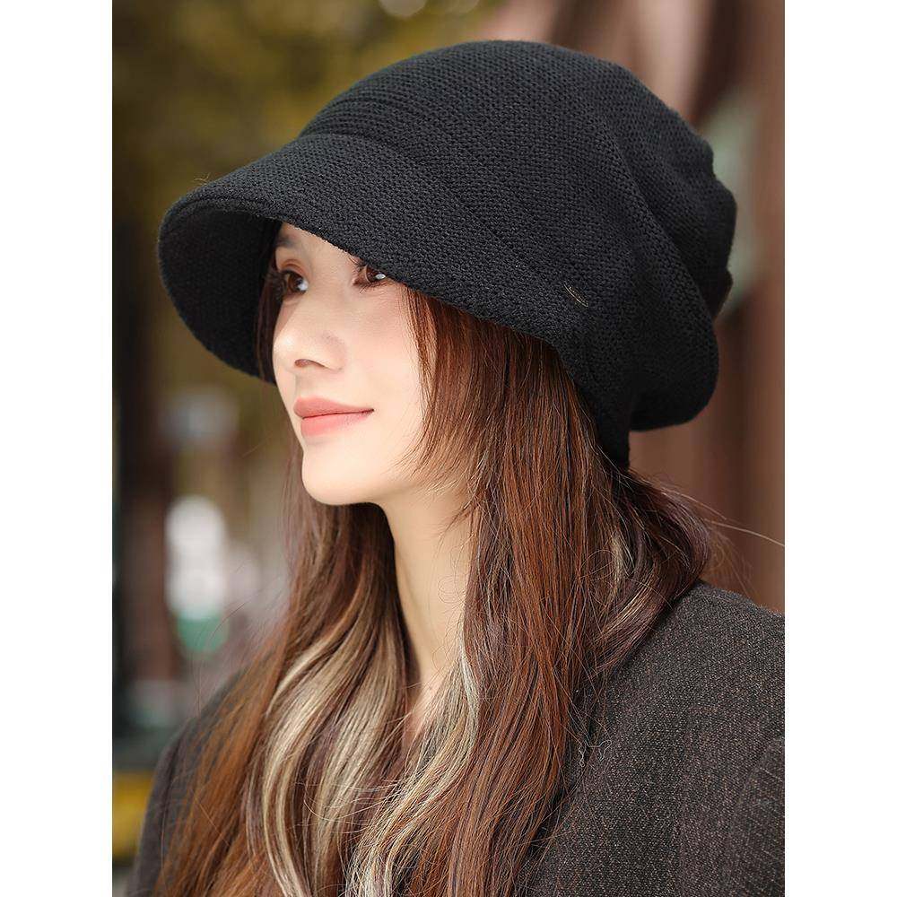 帽子女士秋冬季保暖毛线帽2025新款护耳针织帽大头围显脸小1214r