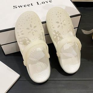 防滑沙滩奶0721r 洞洞鞋 女妈妈凉鞋 夏季 外穿软底两穿老人专用拖鞋