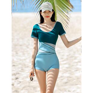 专业泳衣女款 平角连身高级感遮肚泡温泉竞速泳0318w 保守2026新款