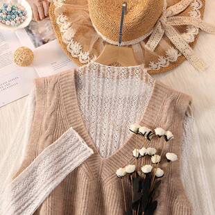 白色半高领蕾丝打底衫女毛衣内搭网纱紧身镂空春秋薄款纱纱0204r