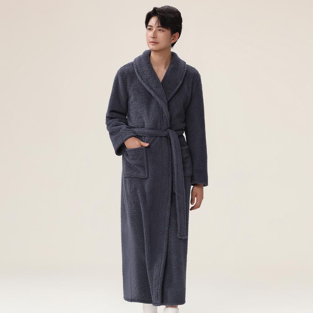 秋冬睡袍男浴袍秋冬法兰绒休闲睡衣长袍加厚加绒新款2025珊1009c