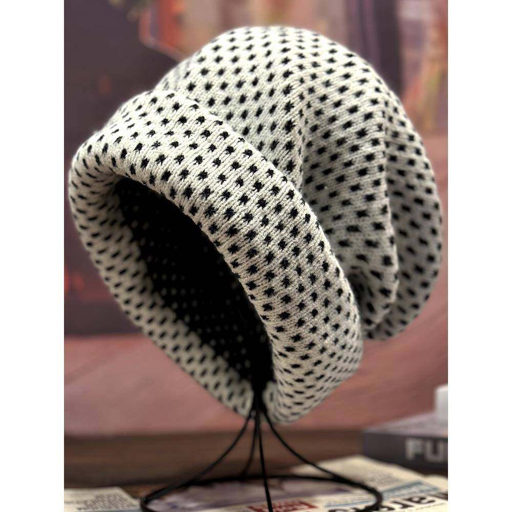 帽子女款秋冬大头围显脸小保暖毛线帽2025新款帽洋气针织堆1214r