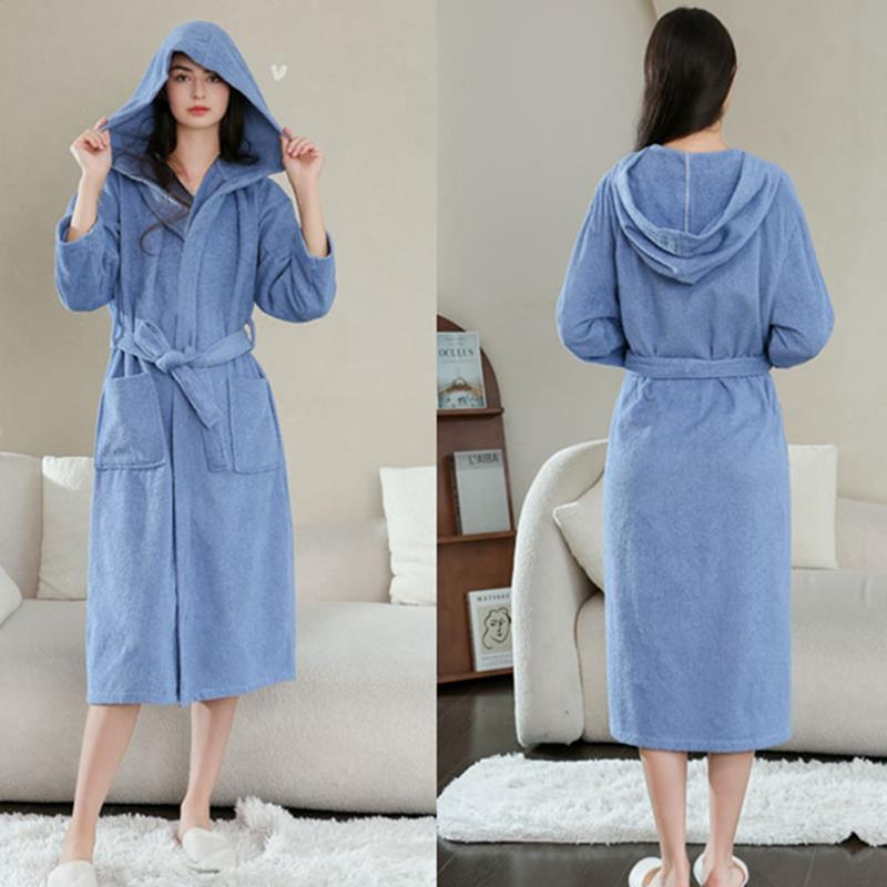 秋冬浴袍女成人浴衣连帽睡衣男士睡袍四季通用1009c