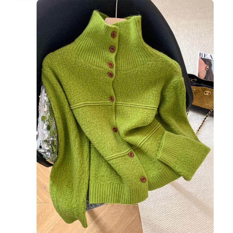 春慵懒风高领单排扣针织衫女新款时尚内搭气质百搭毛衣外套1228w,女装/女士精品,毛针织衫,淘宝优惠券,粉丝福利购,淘宝优惠卷