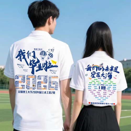 班服T恤定制初高中小学六年级毕业季多人拍照留念统一套装polo衫