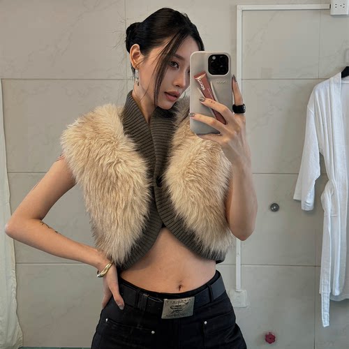 FYFTHX皮毛一体皮草马甲女冬季