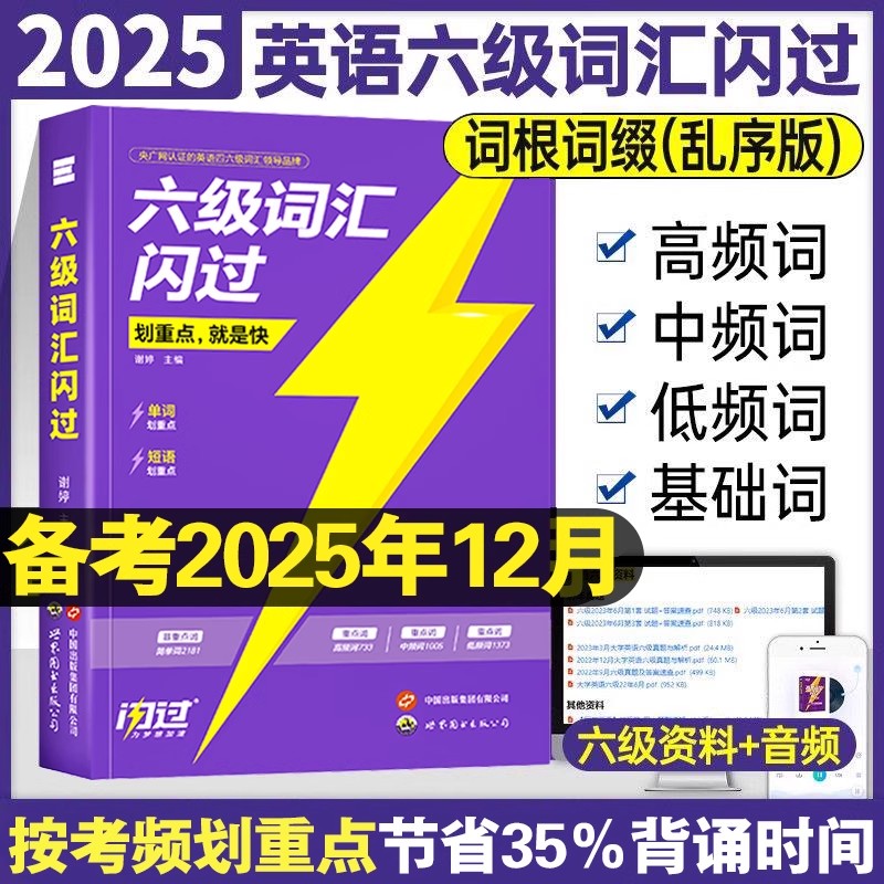 现货】2025年12月全新正版巨微英语六级词汇闪考频旗舰版英语六级真题大学英语六级高频词单词本专项训练词根词缀记忆法便携版天明