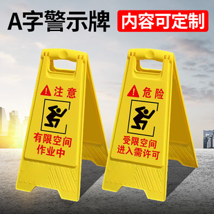 有限空间作业中受限空间进入需许可安全告知牌人字警示牌动火作业