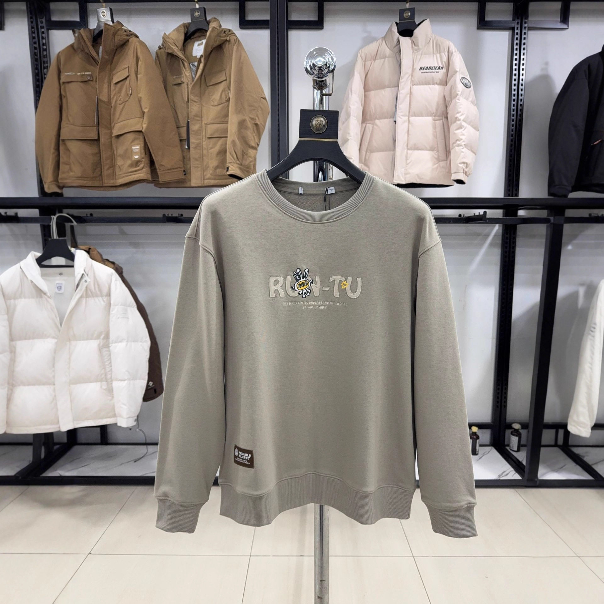 【H家】84棉！秋季圆领长袖中青年卫衣纯色休闲保暖打底衫3Y033A